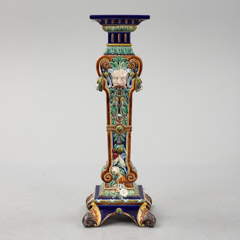 A ca 1900 majolica pedestal.