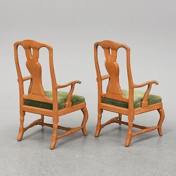 KARMSTOLAR, ett par, rokoko, 1700-talets andra hälft.