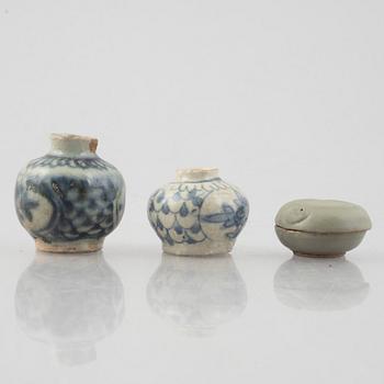 A group of eight Chinese miniature ceramics, including Song dynasty.