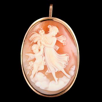 HÄNGE, guldram, med kamé.