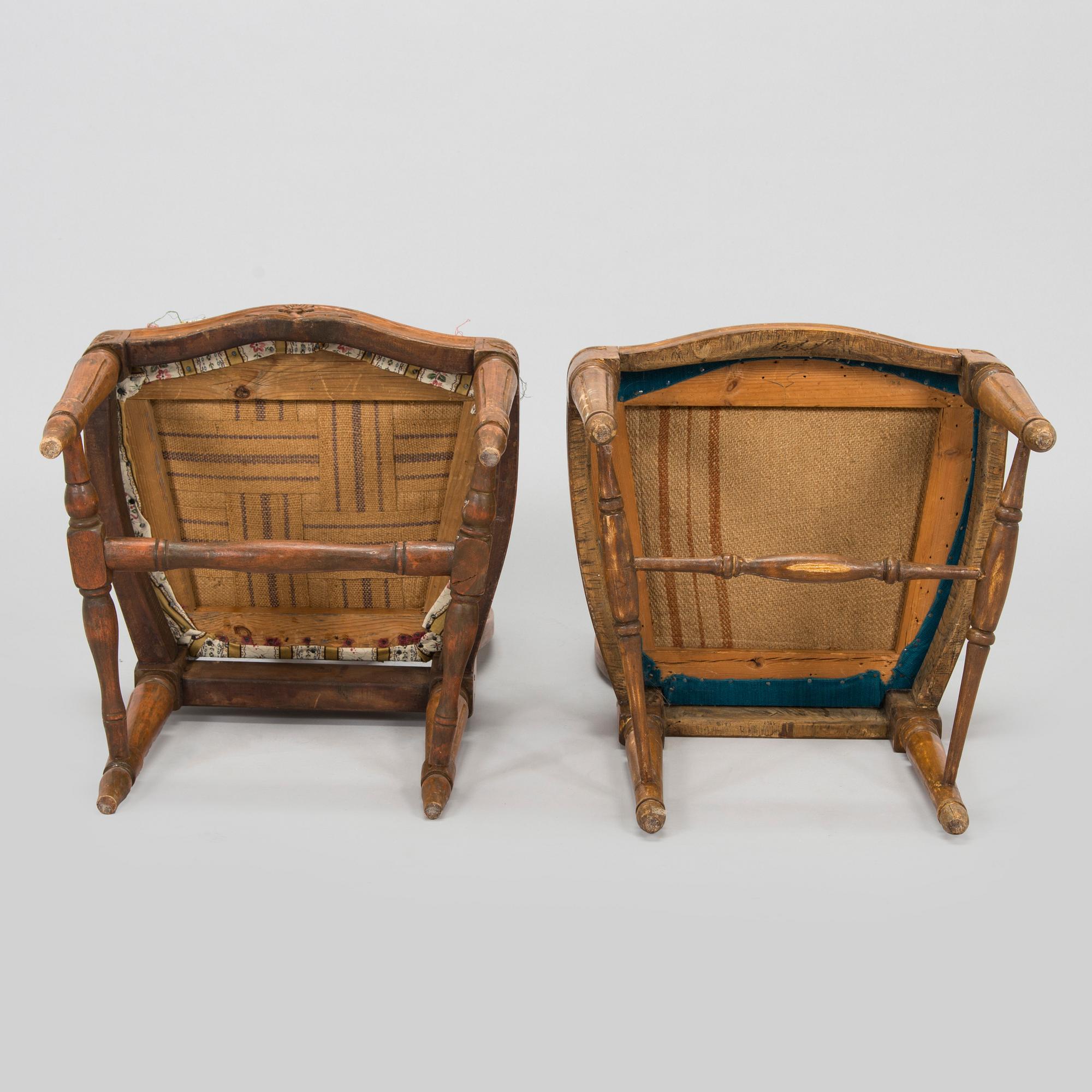 Eight late 18th century gustavian chairs, so called medallion model.