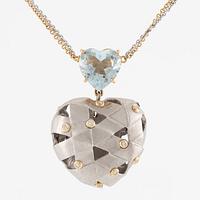 Ole Lynggaard, necklace in 18K gold and white gold with a heart-shaped aquamarine and brilliant-cut diamonds.