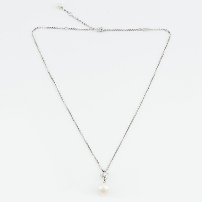 Georg Jensen, collier, 18K vitguld med pärlor och små briljantslipade diamanter.