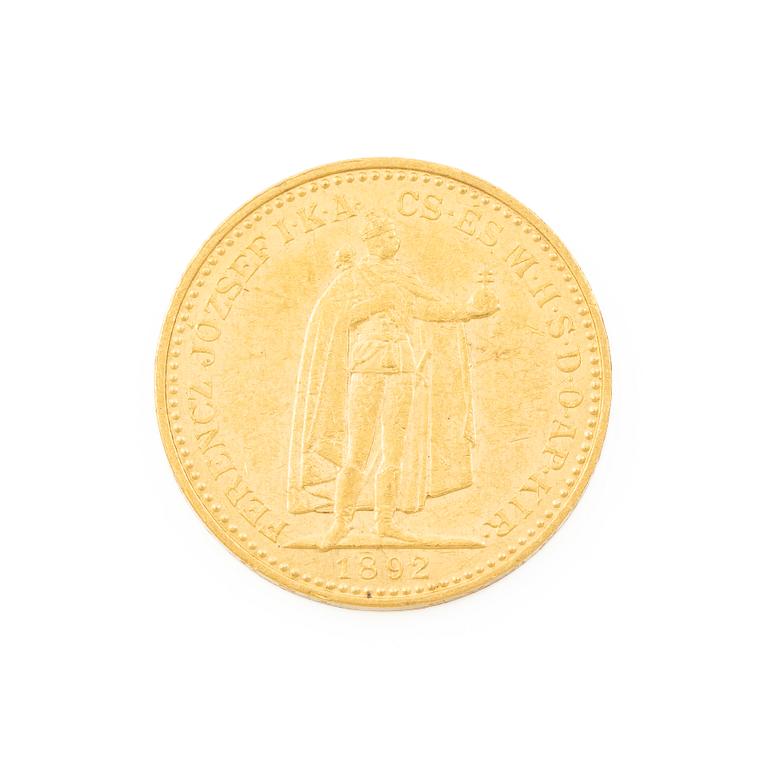 Gold coin, Hungary, 20 Korona, 1892.