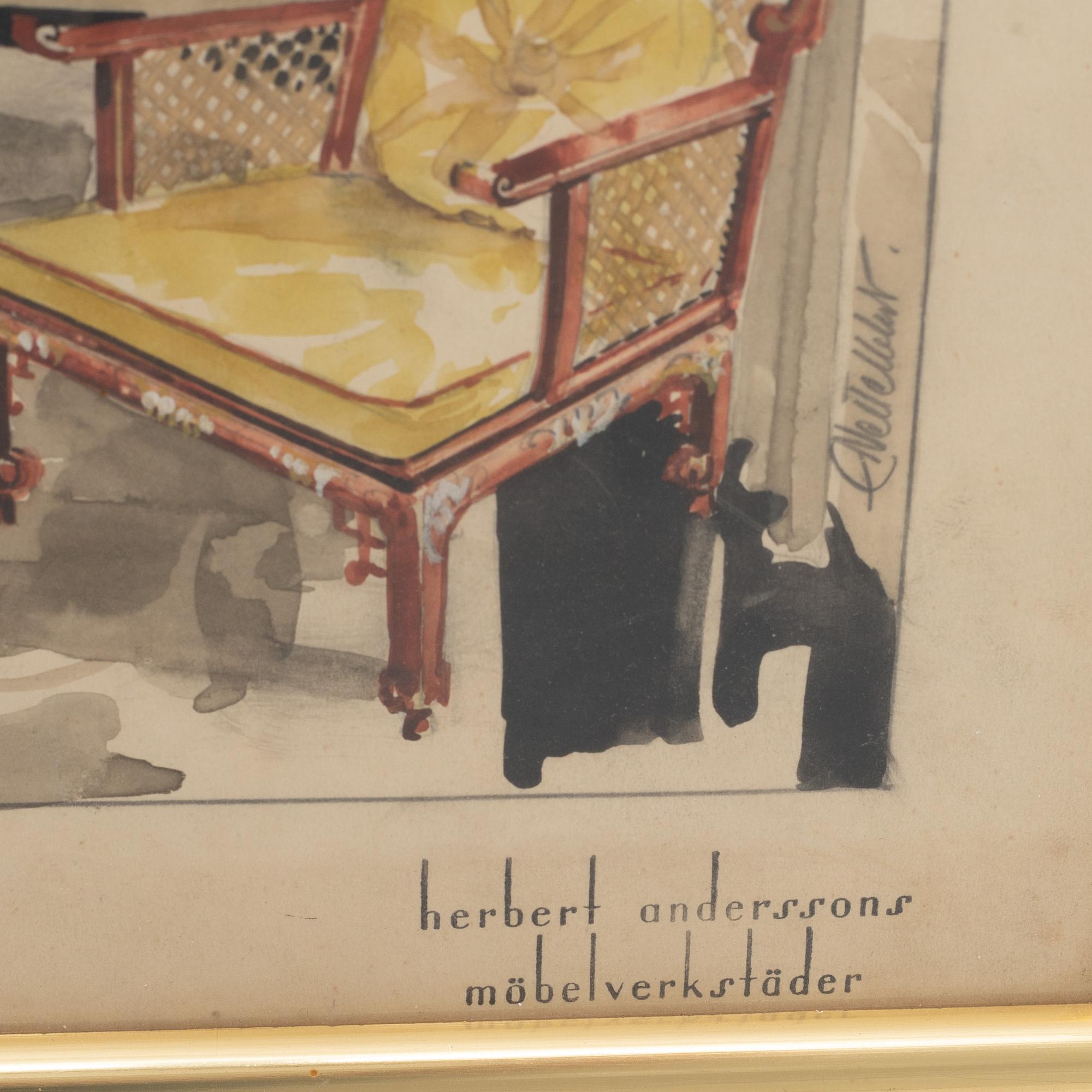 A Swedish Grace sofa, armchair and coffee table, Herbert Anderssons Möbelverkstäder, 1920's.