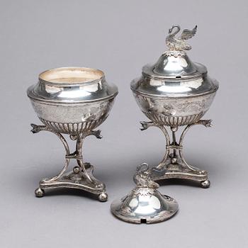 A pair of Swedish 19th century silver sugar-bowls, mark of Carl Magnus Ryberg, Soderkoping 1826.