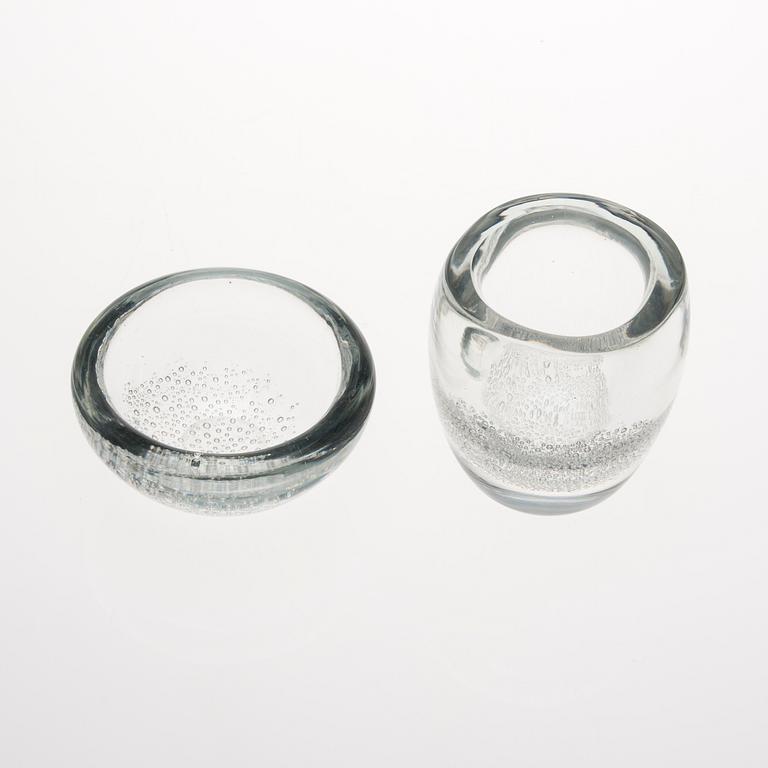 SKÅLAR, 2 st, glas, signerade K. Franck, Iittala.