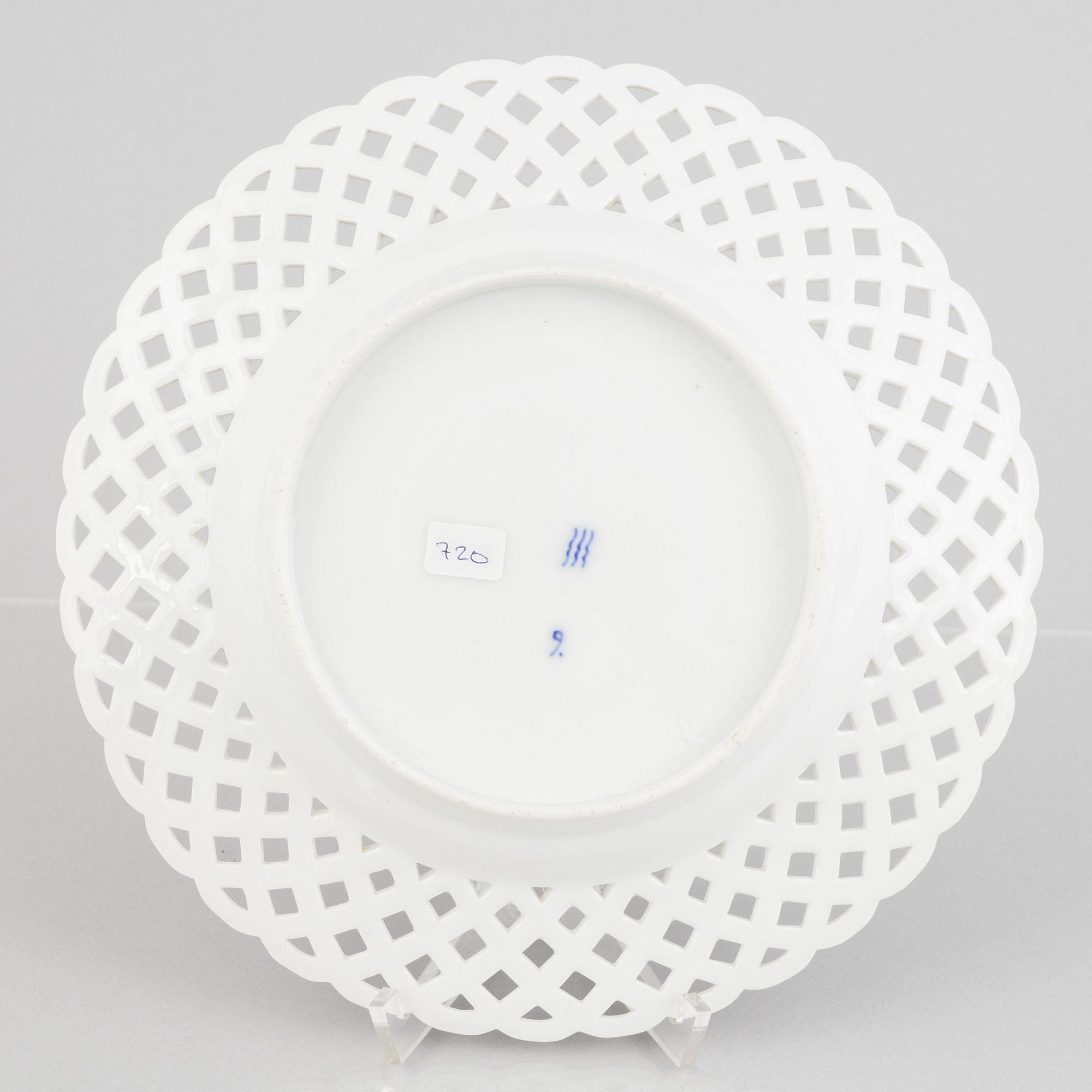 A 'Blue Fluted Full Lace' porcelain dish, Royal Copenhagen, 19th century.