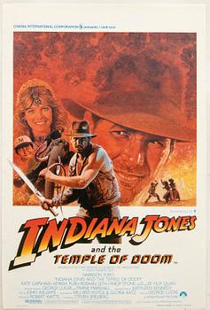 Film poster "Indiana Jones and the Temple of Doom" 1984.