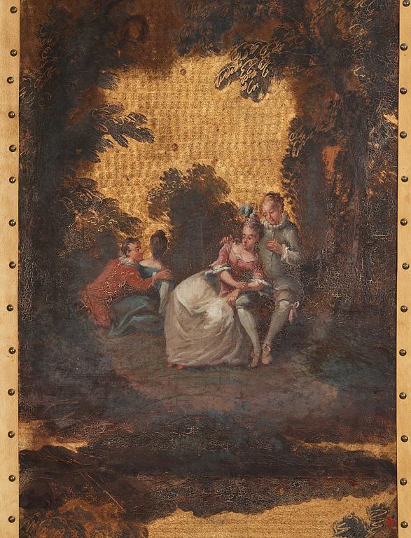 A mid 18th century screen, France or Holland.