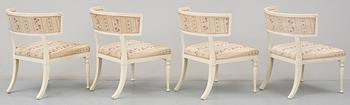 Four late Gustavian circa 1800 armchairs.