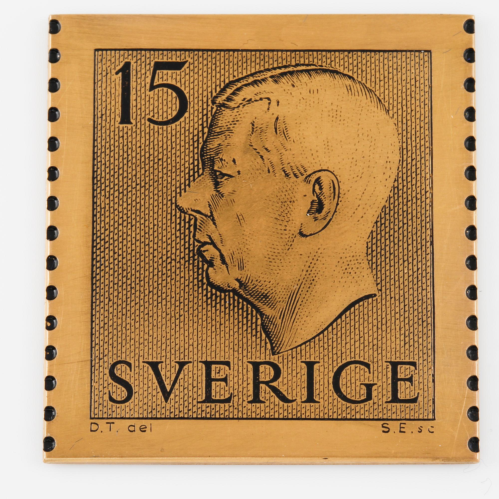 PLAKETT, 18K guld, numrerad 155/1000, 1975, vikt ca 27 g.