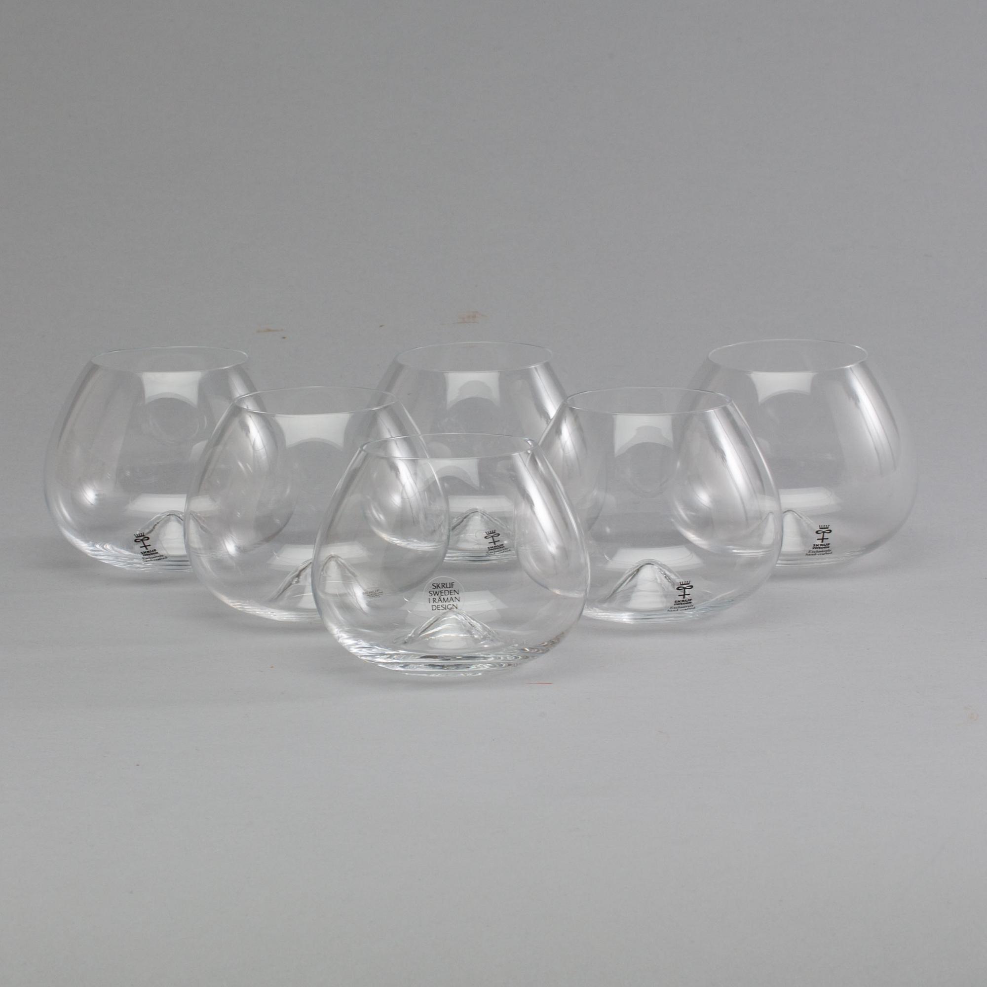 KONJAKSGLAS, 6 st, glas, design Ingegerd Råman för Skruf. - Bukowskis