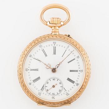 Fickur, 14K guld med etui, 36 mm.