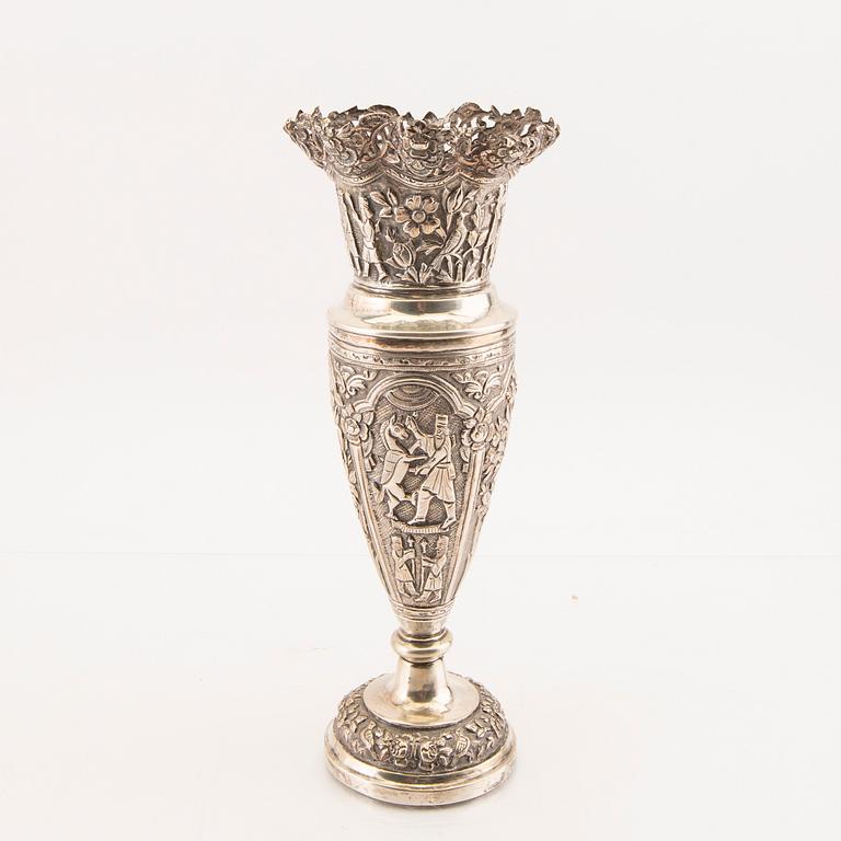 A 20th century silver vase (no hallmarks).