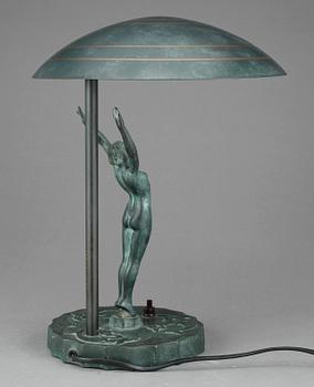 BORDSLAMPA, brons, art deco, 1920-tal.