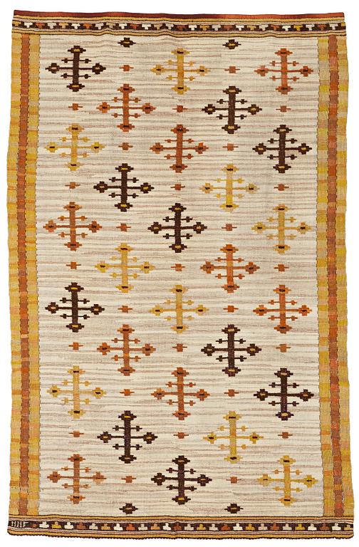 Märta Måås-Fjetterström, DRAPERI, "Gula Dubbelkorset", rölakan och gobelängteknik, ca 242 x 160,5 cm, signerat MMF.