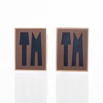 MANSCHETTKNAPPAR, 14K guld, spektrolit. Åbo 1972. Vikt totalt ca 30,4 g.