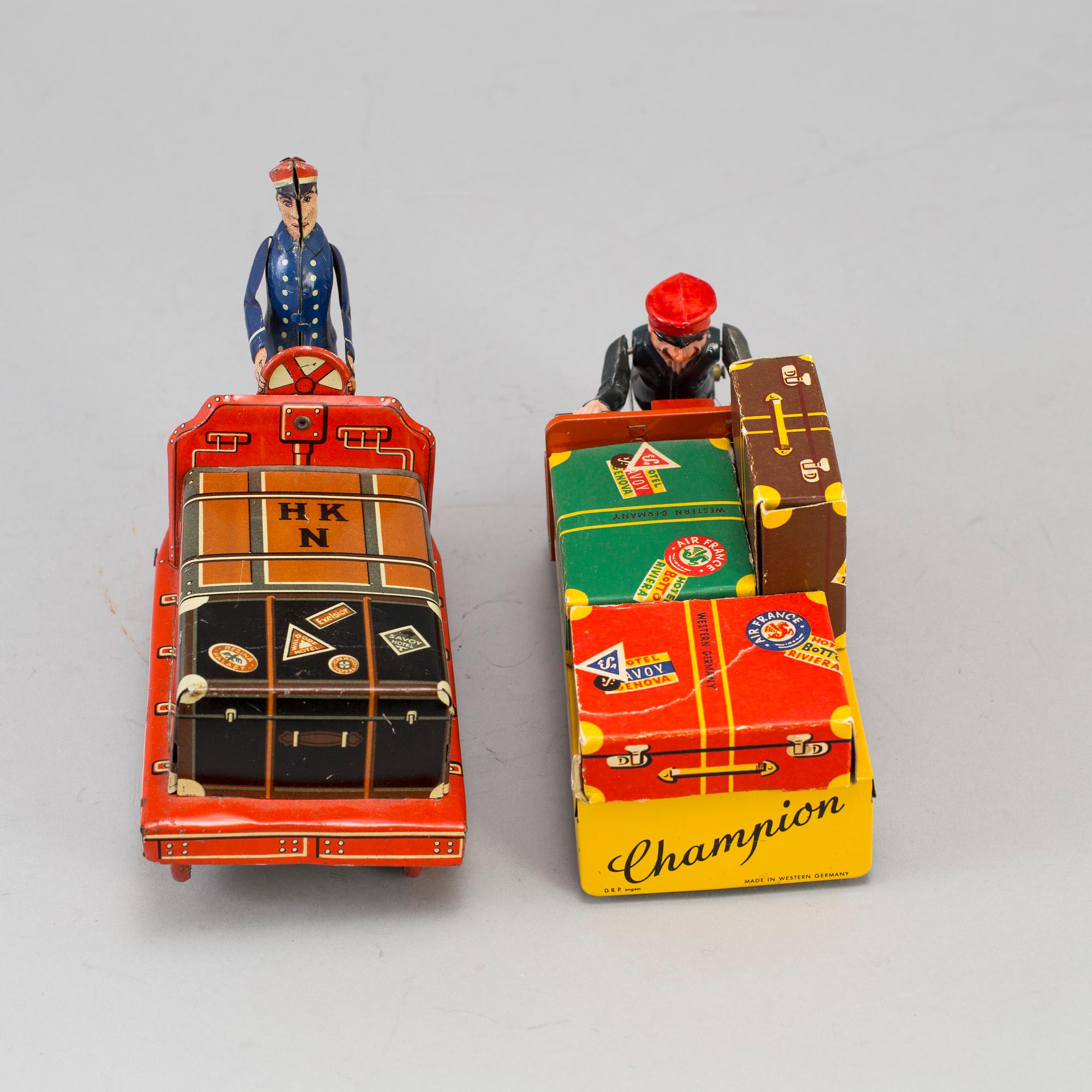 HUKI SAMT GÜNTHERMANN, 2 stycken bagagevagnar, Tyskland, 1940/50-tal.