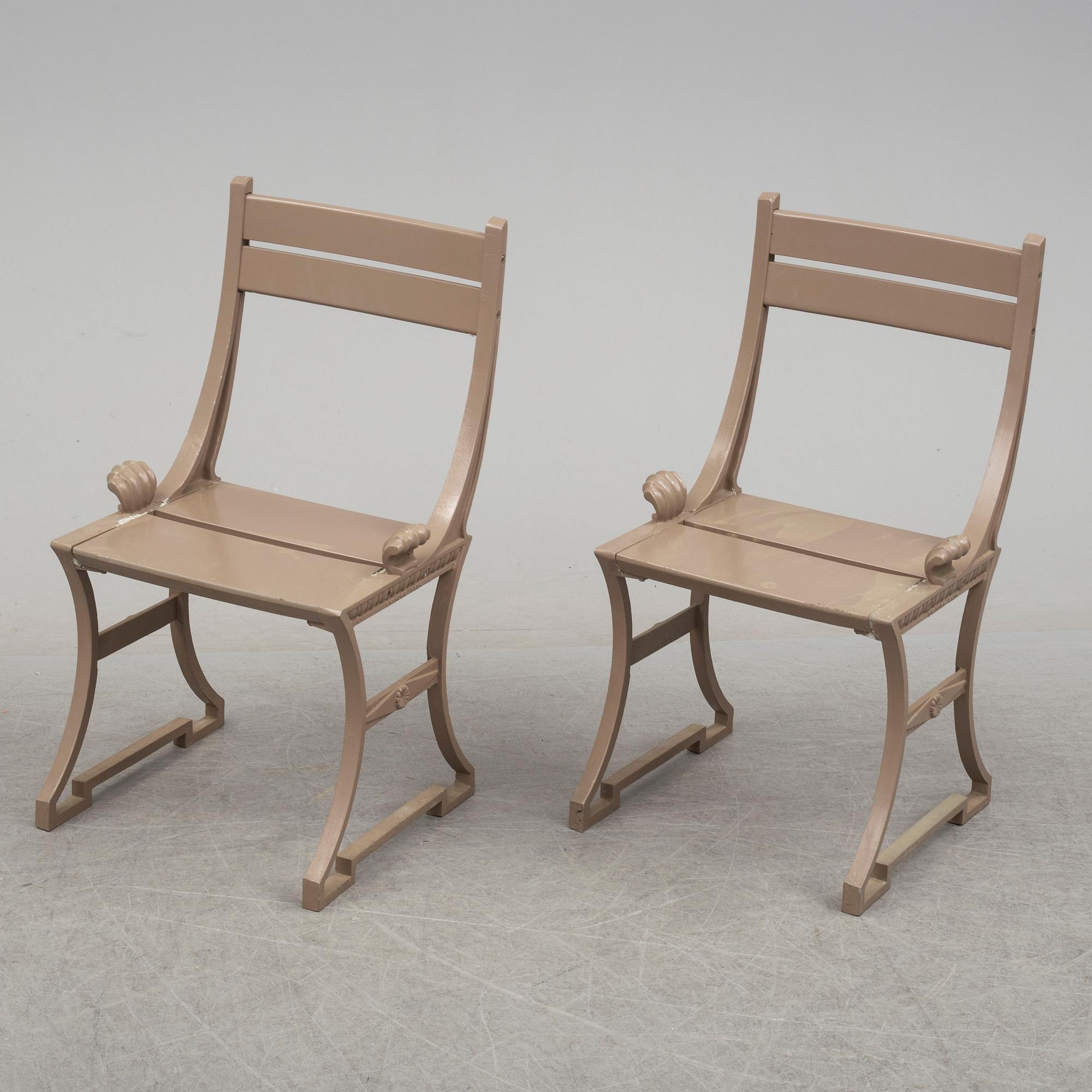 A pair of late 20th century garden chairs, "Sneckan", Folke Bensow, Byarums Bruk.