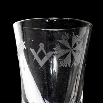 Masonic glasses, 8 pcs (6+1+1), 20th century.