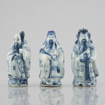 Three porcelain figurines, China, 20th century.