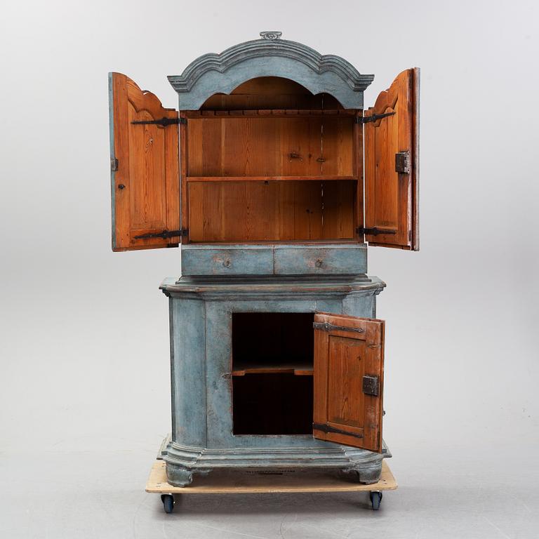 A painted pine Baroque cabinet, 18th Century.