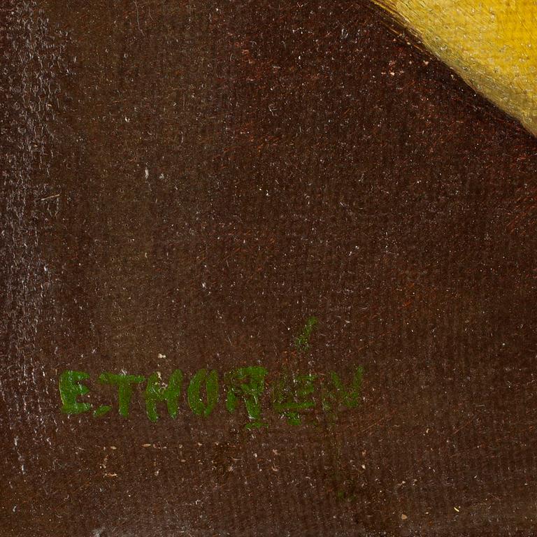ESAIAS THORÉN. Olja på duk. Sign E. Thorén.