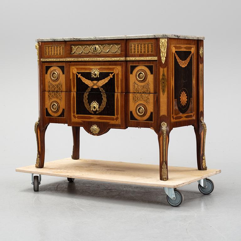 A late Gustavian style chest of drawers, from around the year 1900.