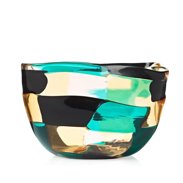 Fulvio Bianconi, a "pezzato" glass bowl, Venini, Murano Italy 1950-60's.