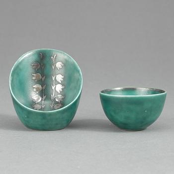 MINIATYRER, 2 st, stengods, "Argenta", Wilhelm Kåge, Gustavsberg.