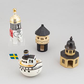 Lisa Larson, four stoneware figurines, K-Studion, Gustavsberg.