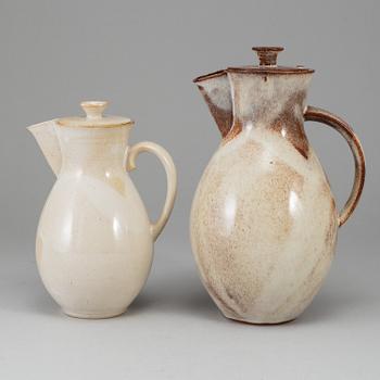 OTTO LINDIG, two stoneware cocoa pots from Liebfriede Bernstiel, Germany, circa 1923.