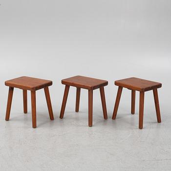 A set of three stools, 1940's.
