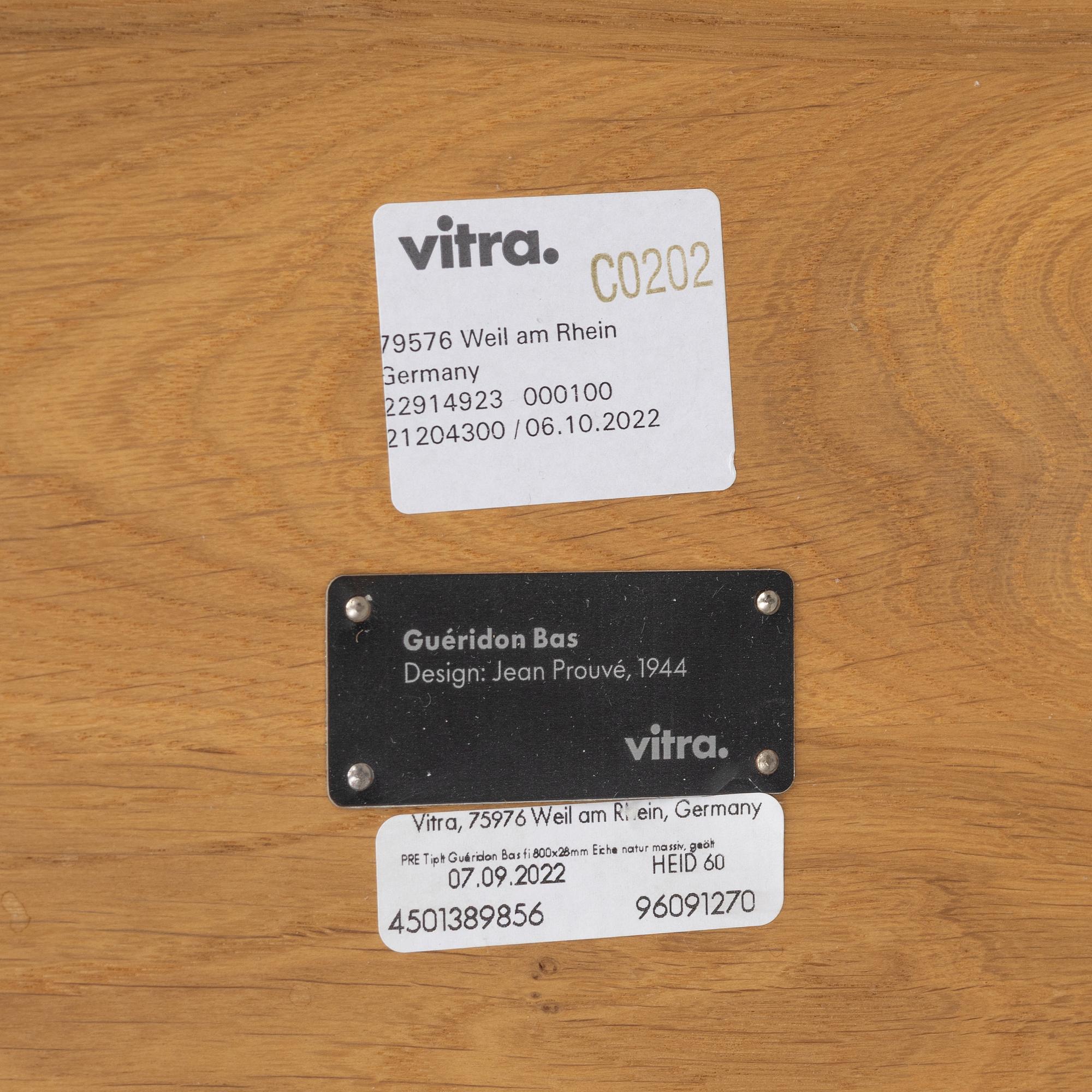 Jean Prouvé, a 'Guéridon Base' coffe table, Vitra, 21st century.