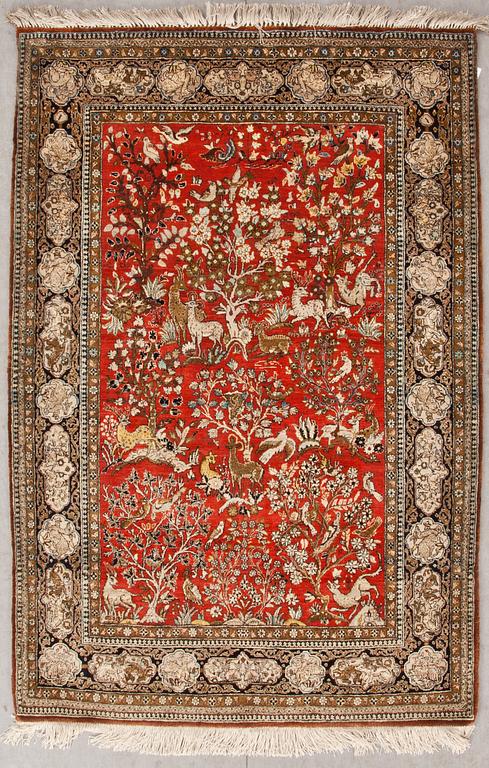 MATTA, old, Ghom, silke, figural, ca 150 X 109 cm.