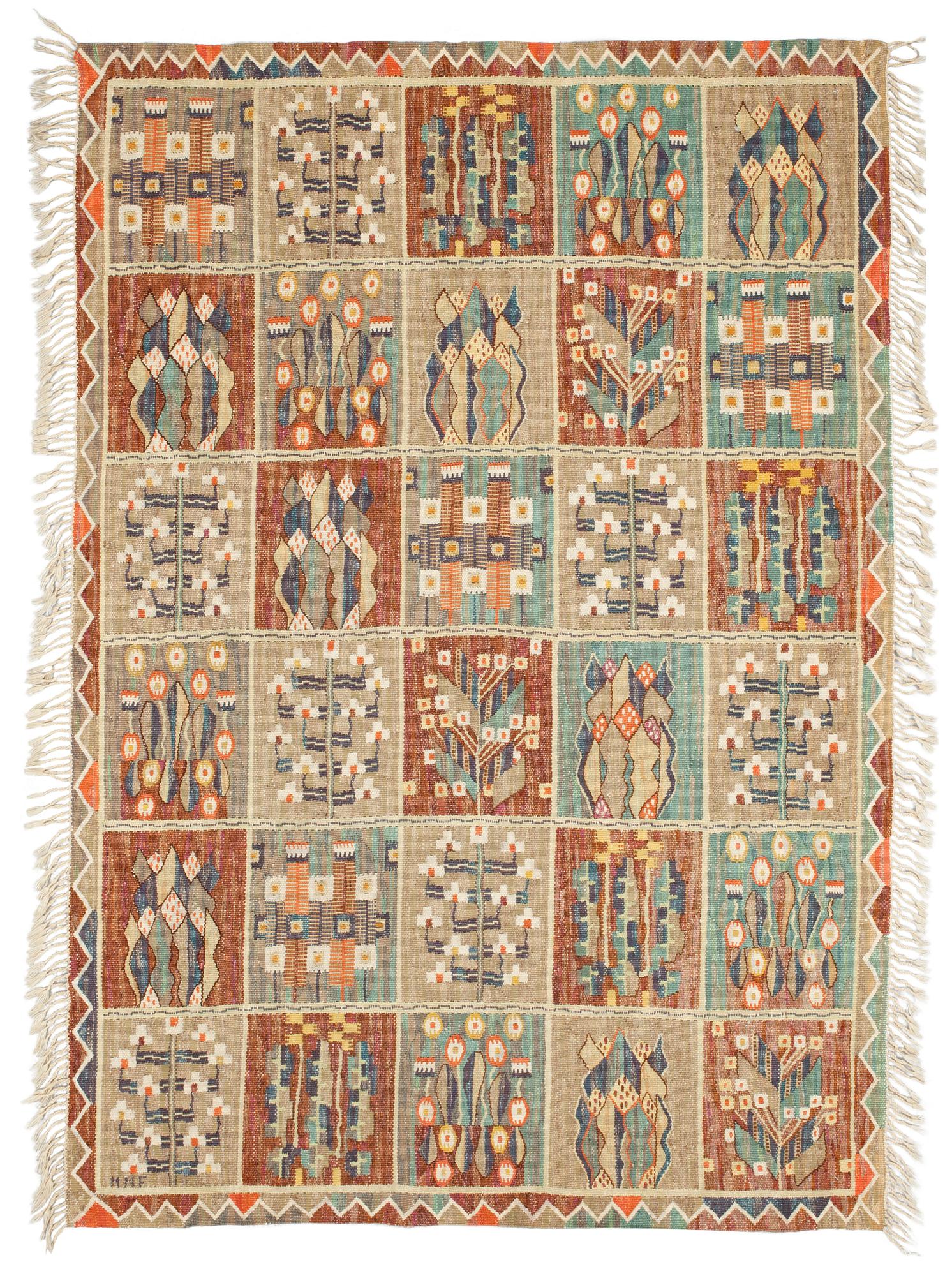 TAPESTRY. "Födelsedagen". Gobelängteknik (tapestry weave). 194 x 130 cm. Signed MMF (Märta Måås-Fjetterström).