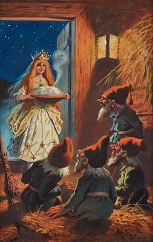 777. Jenny Nyström, The winter princess brings porridge to the gnomes.
