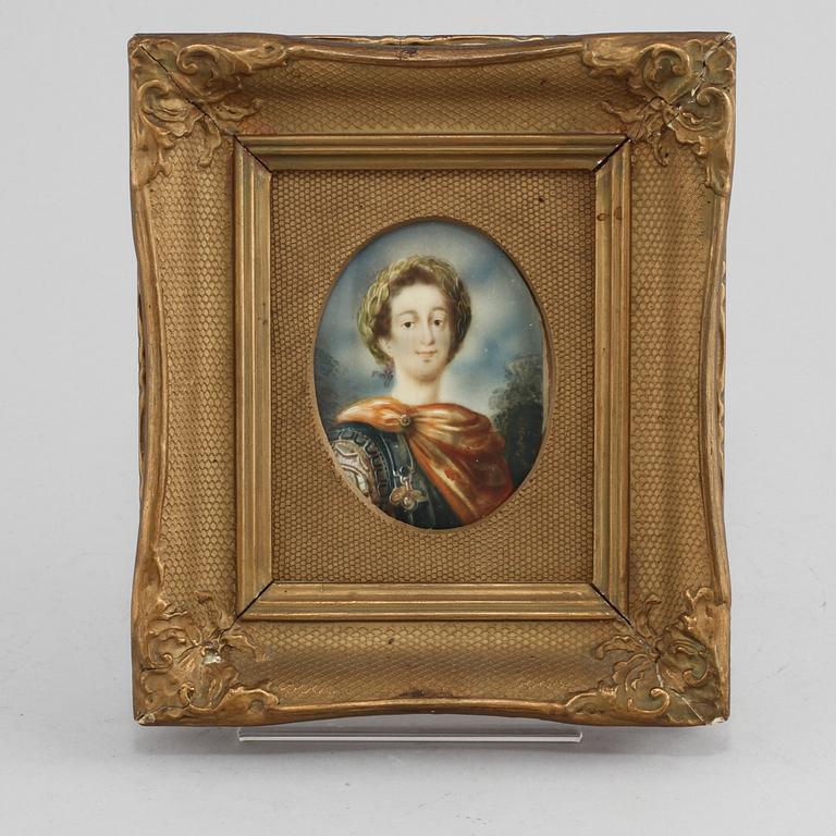 MINIATYR, gouache, signerad V. Sussi ?, 1800-tal.