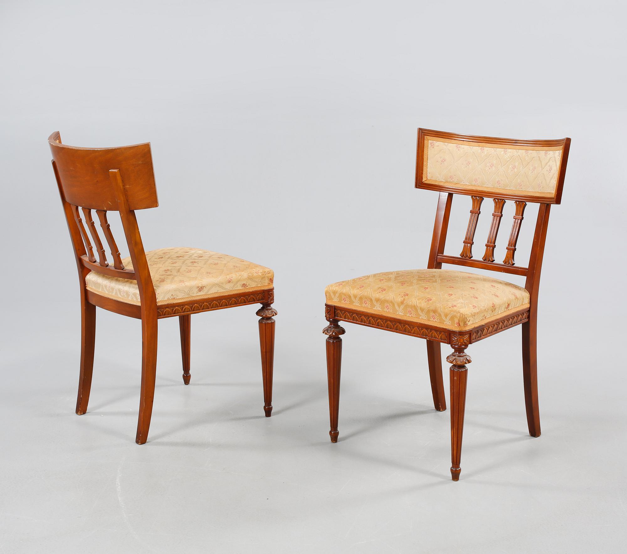 STOLAR, 4 st, sengustaviansk stil, omkring 1900-talets mitt.