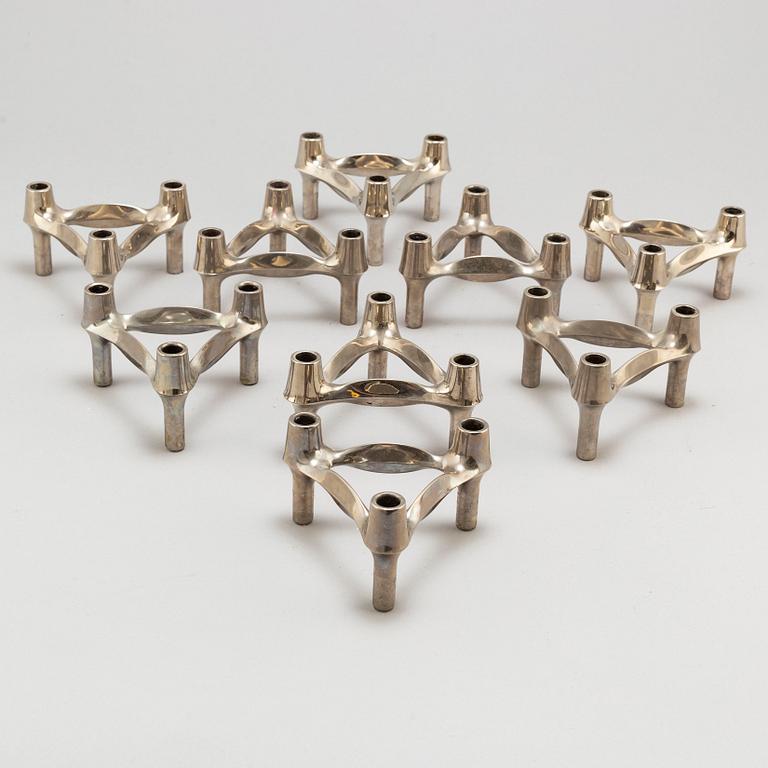 LJUSSTAKAR, 13 delar, Nagel, Ceasar Stoffi, vitmetall, varav en del förgylld.