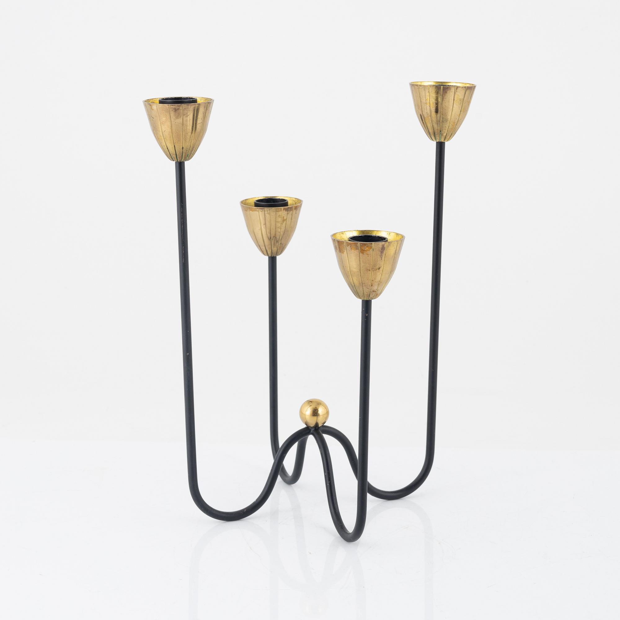 Gunnar Ander, candelabra, Ystad Metall, Sweden, mid-20th century.
