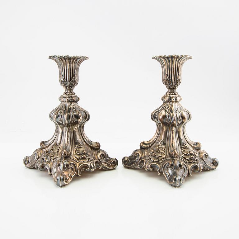 Candelsticks 1 pair, Rococo style, Swedish import marks.