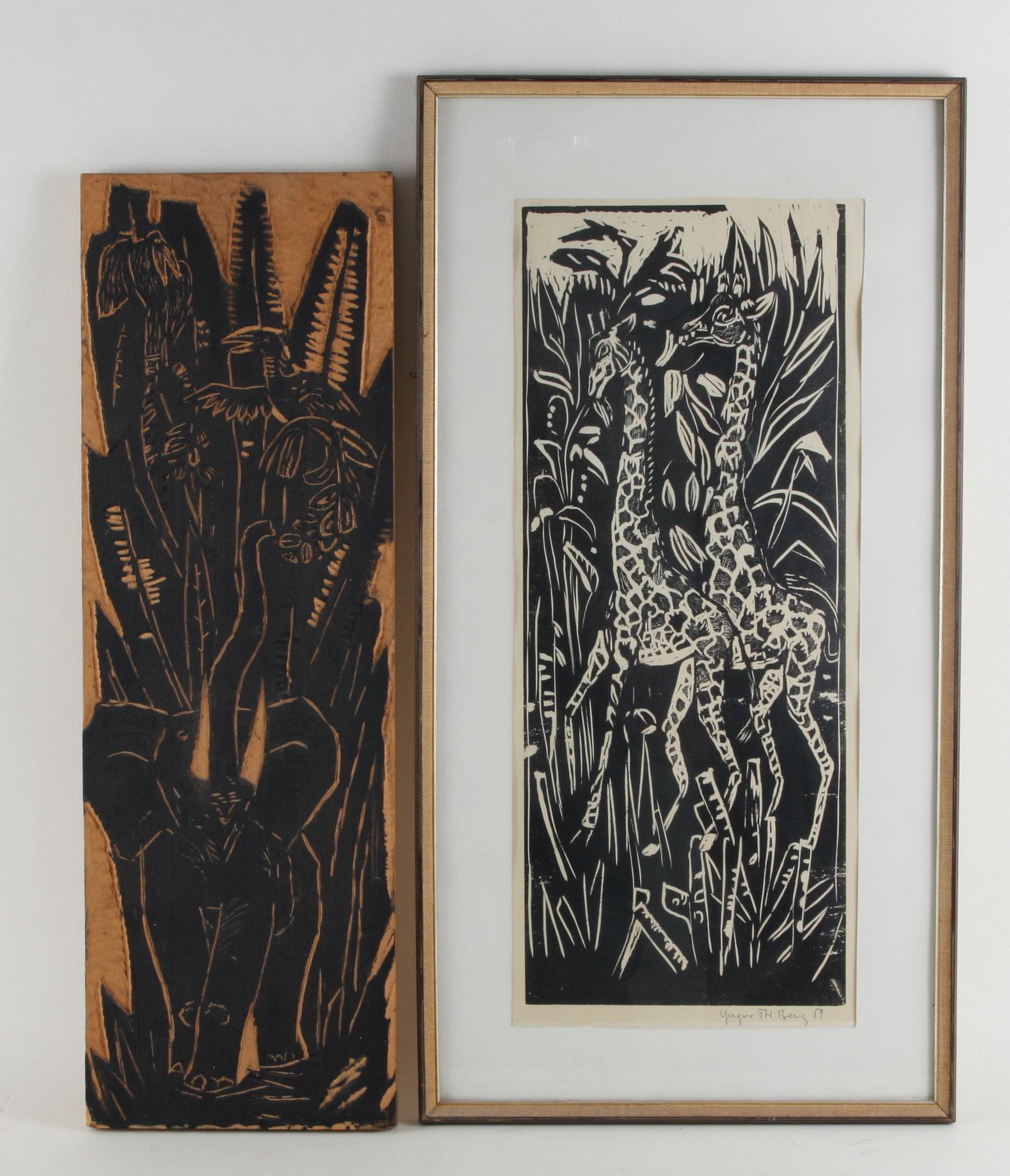 YNGVE BERG, träsnitt sign och dat-59 samt tryckplatta.