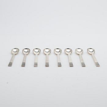 Georg Jensen, Teaspoons, 8 pieces, “Parallel”, silver, Denmark, mid-20th century.