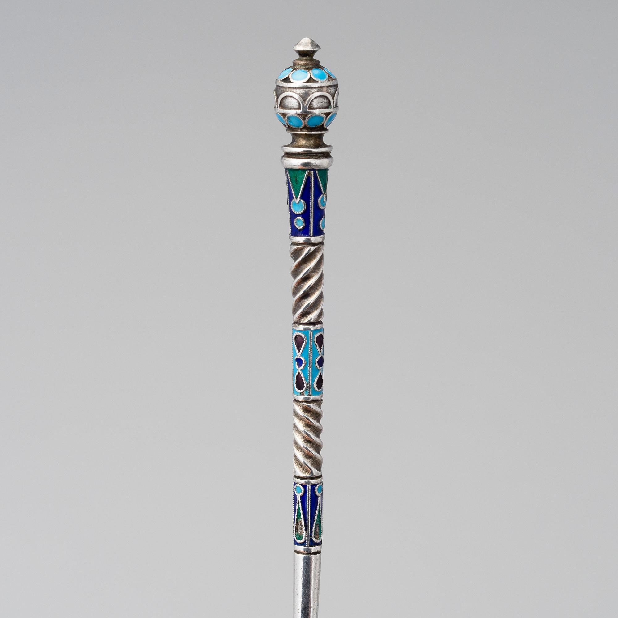RYSK SKED, silver och cloisonné emalj, Moskva Petr Miljukov 1896-1908.