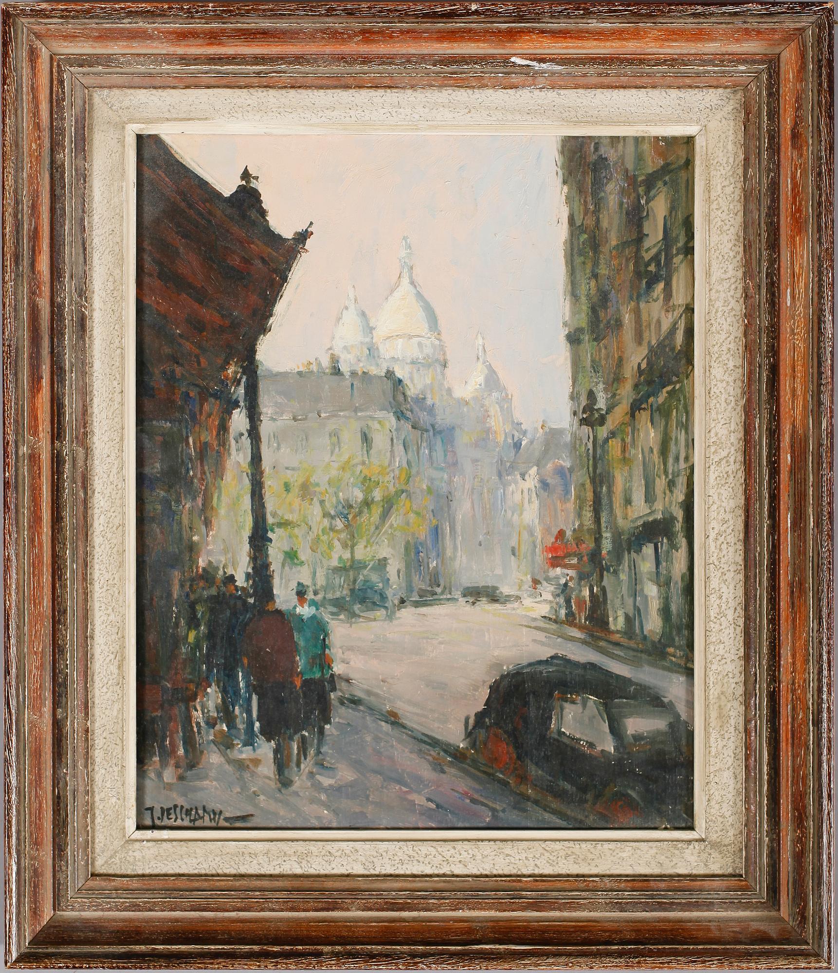 GABRIEL DESCHAMPS, olja på pannå, signerad.