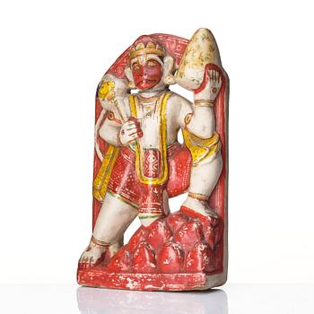 Skulptur, alabaster. Indien, Hannuman, sent 1800-tal.