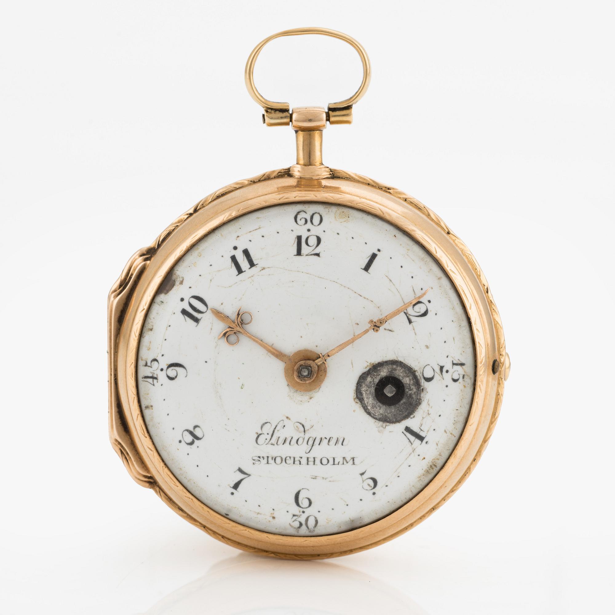 Erik Lindgren, (1729-1786), Stockholm, fickur, 46,5 mm.