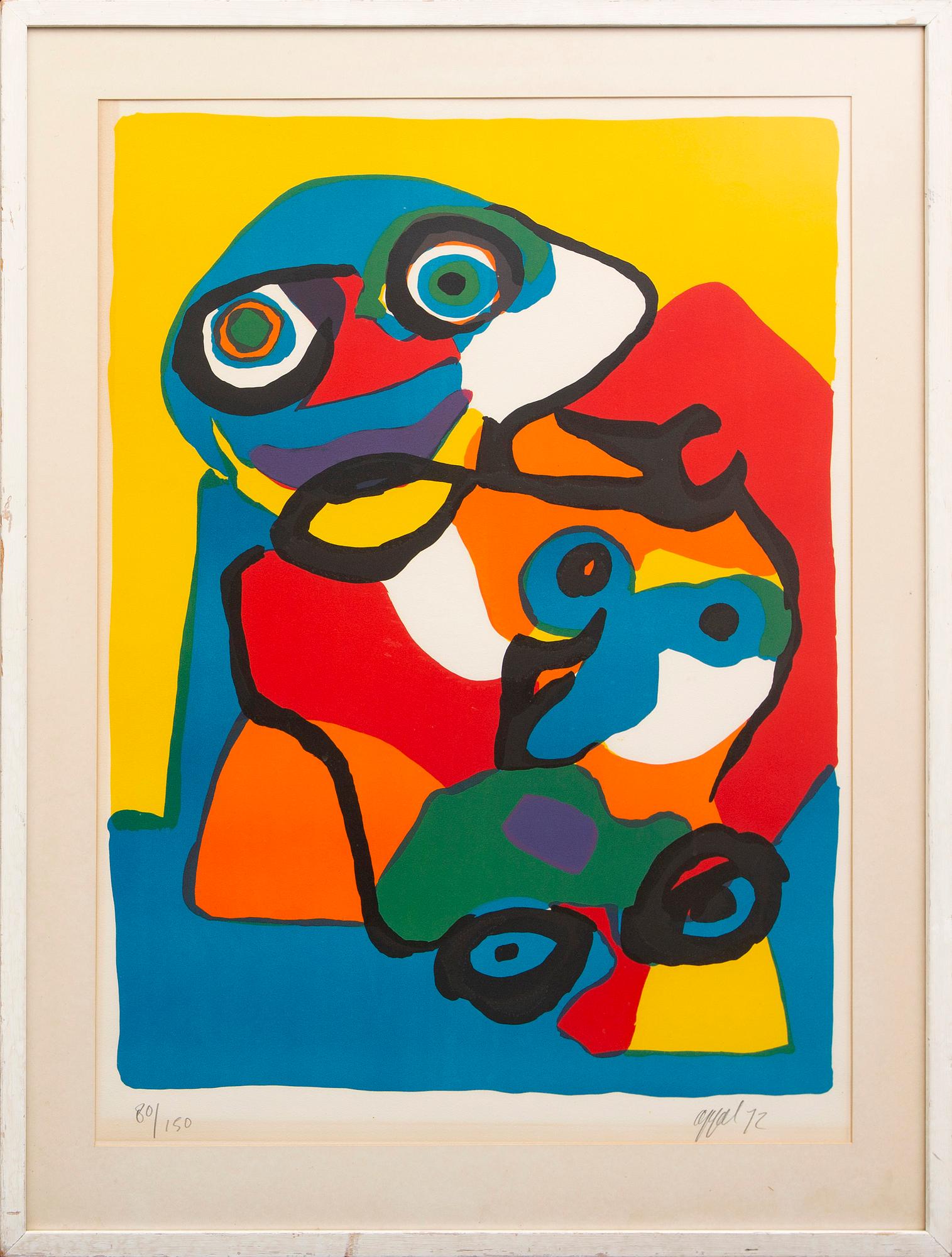 Karel Appel, färglitografi, signerad, numrerad 80/150 och daterad -72.
